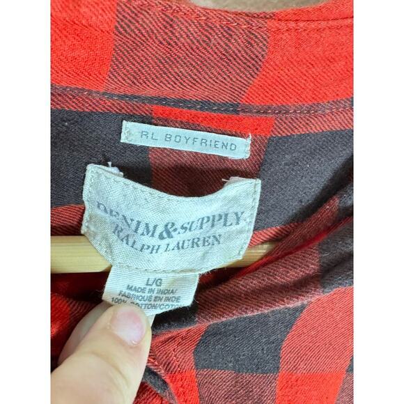 Denim & Supply Ralph Lauren Long Sleeve Button Front Plaid Boyfriend Fit Large - Picture 4 of 7